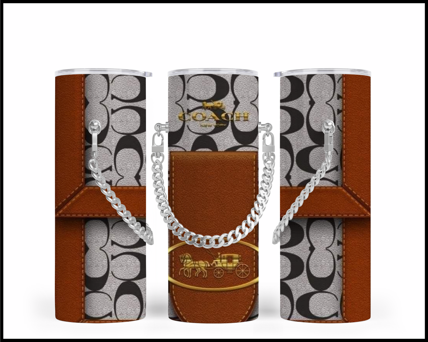 Designer Handbag Inspired Chain Tumbler (004)