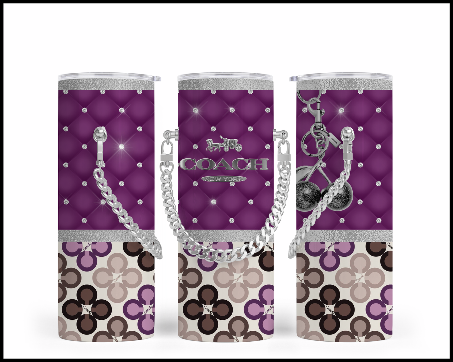Designer Handbag Inspired Chain Tumbler (121)