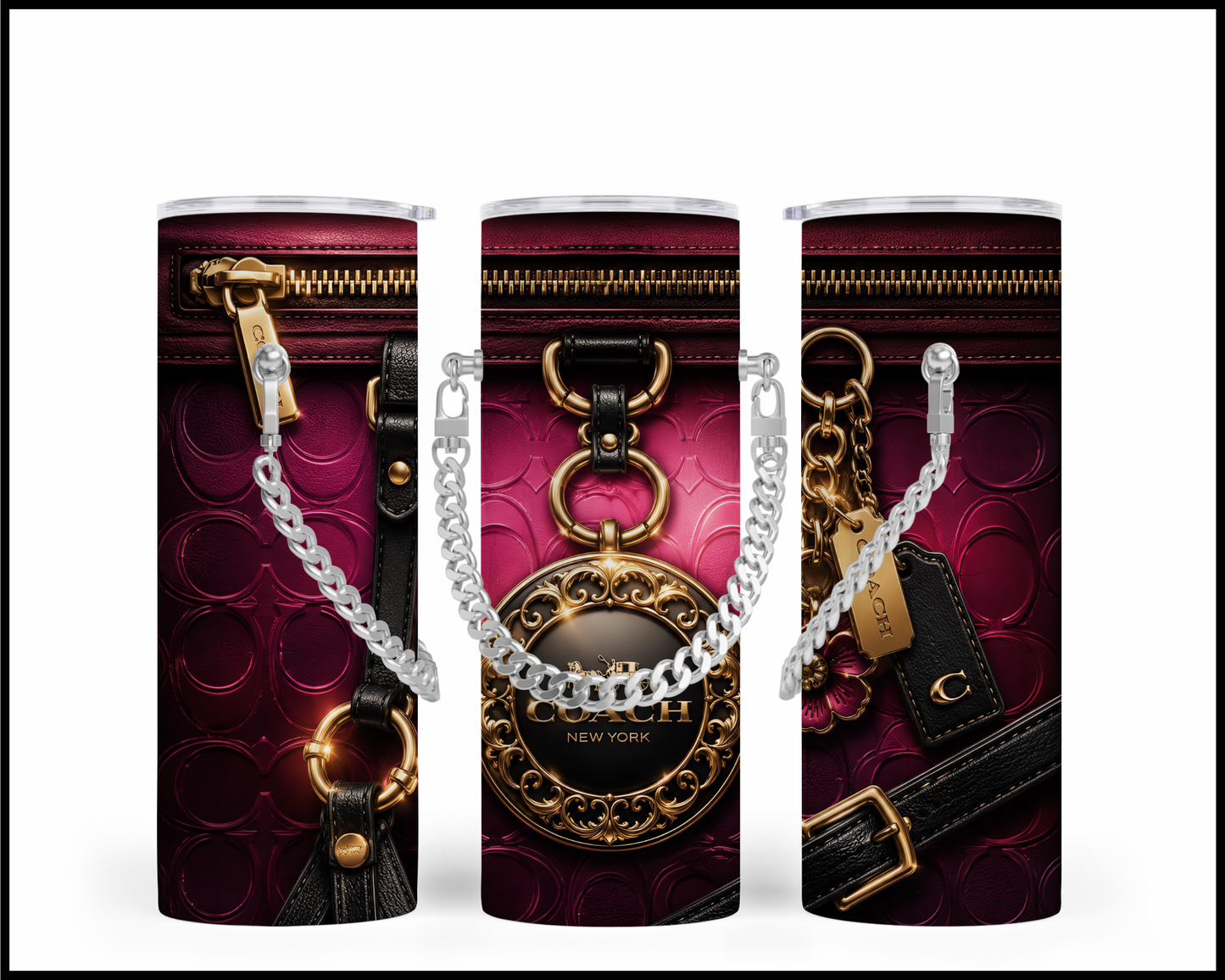 Designer Handbag Inspired Chain Tumbler (357)