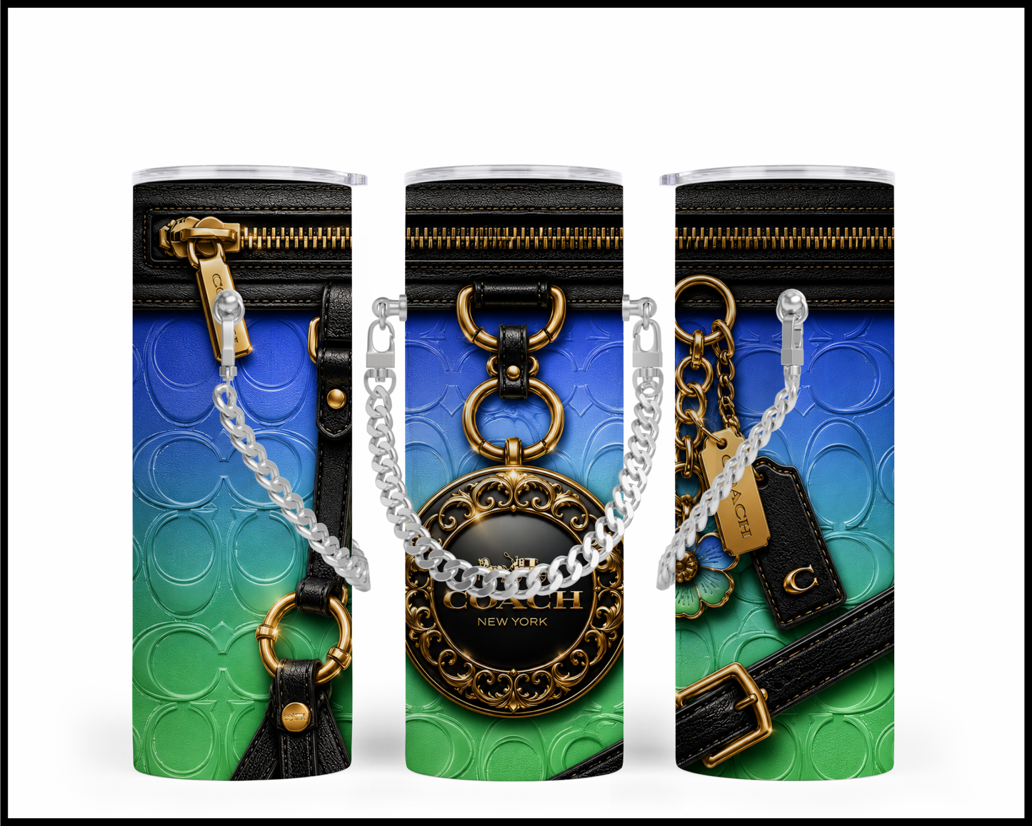 Designer Handbag Inspired Chain Tumbler (357)