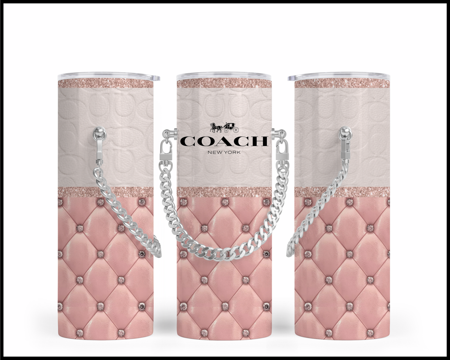 Designer Handbag Inspired Chain Tumbler (123)