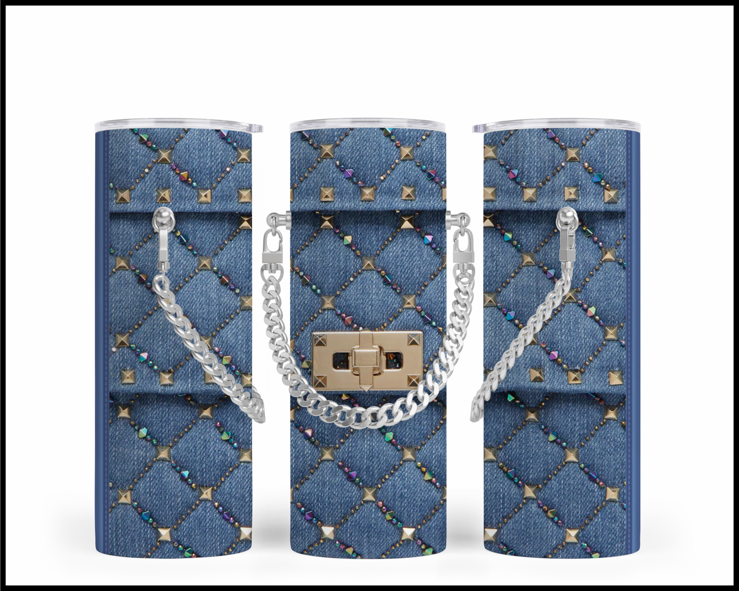 Designer Handbag Inspired Chain Tumbler (009)