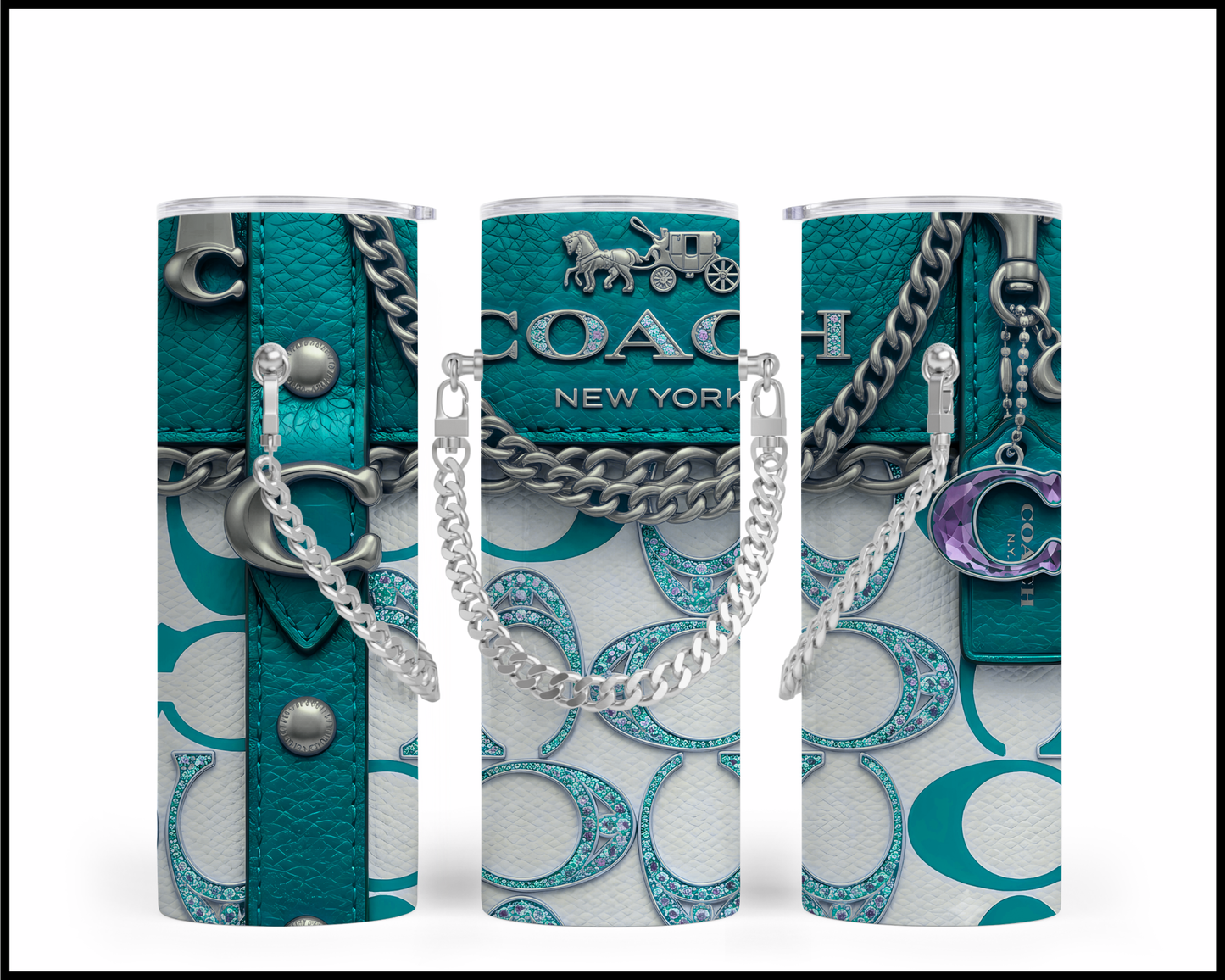 Designer Handbag Inspired Chain Tumbler (353)