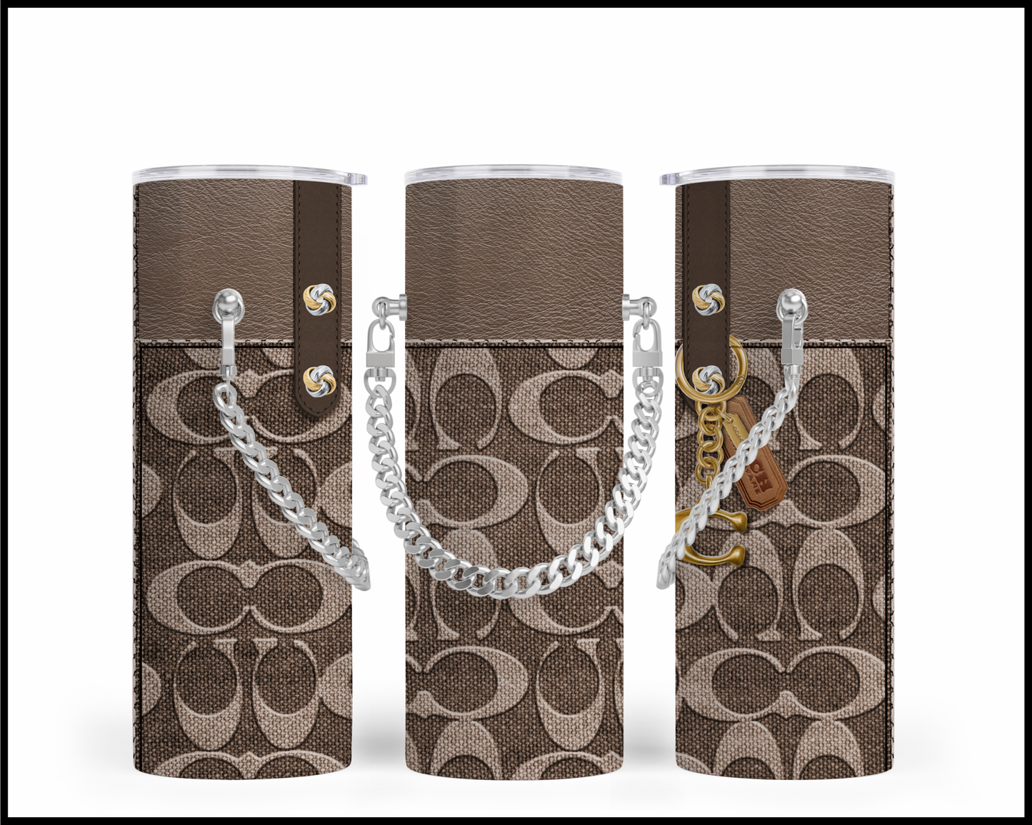 Designer Handbag Inspired Chain Tumbler (016)