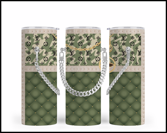 Designer Handbag Inspired Chain Tumbler (034)