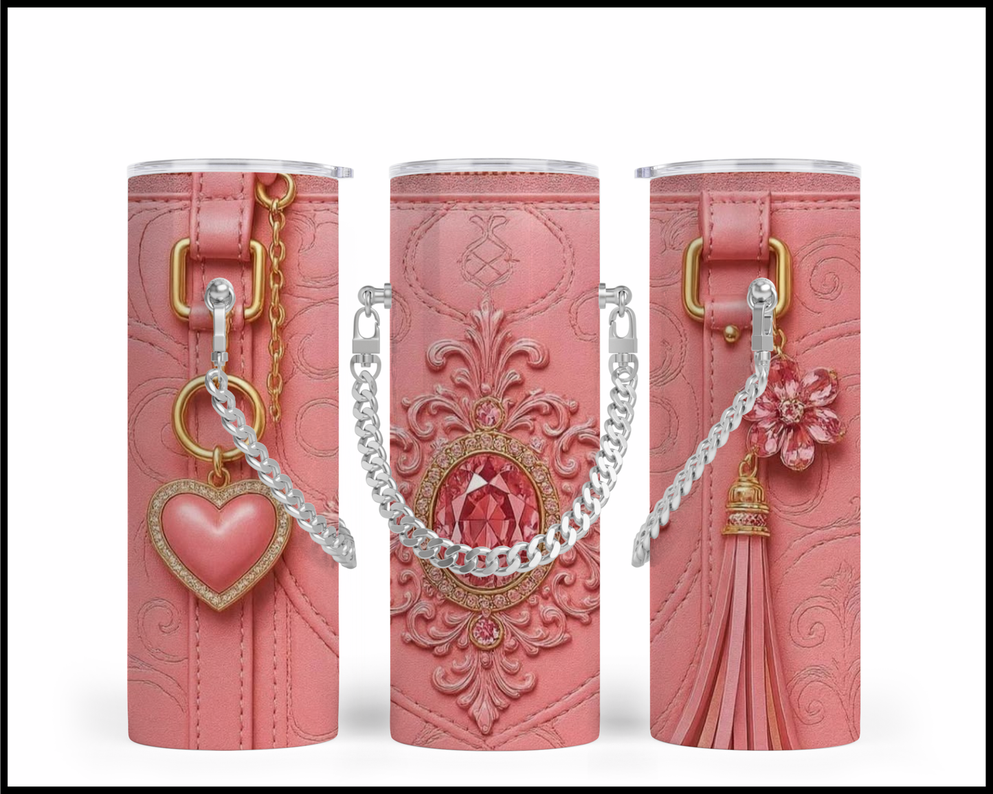Designer Handbag Inspired Chain Tumbler (017)
