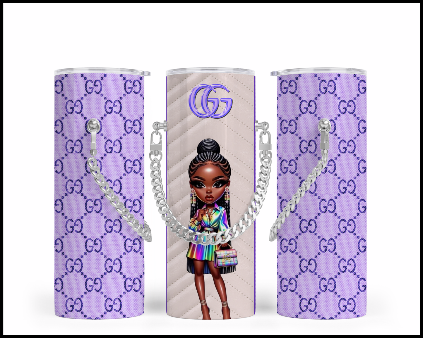 Designer Handbag Inspired Chain Tumbler (002)