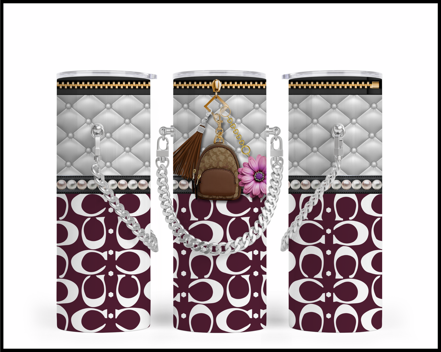Designer Handbag Inspired Chain Tumbler (020)
