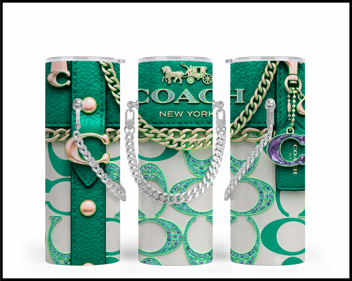Designer Handbag Inspired Chain Tumbler (353)