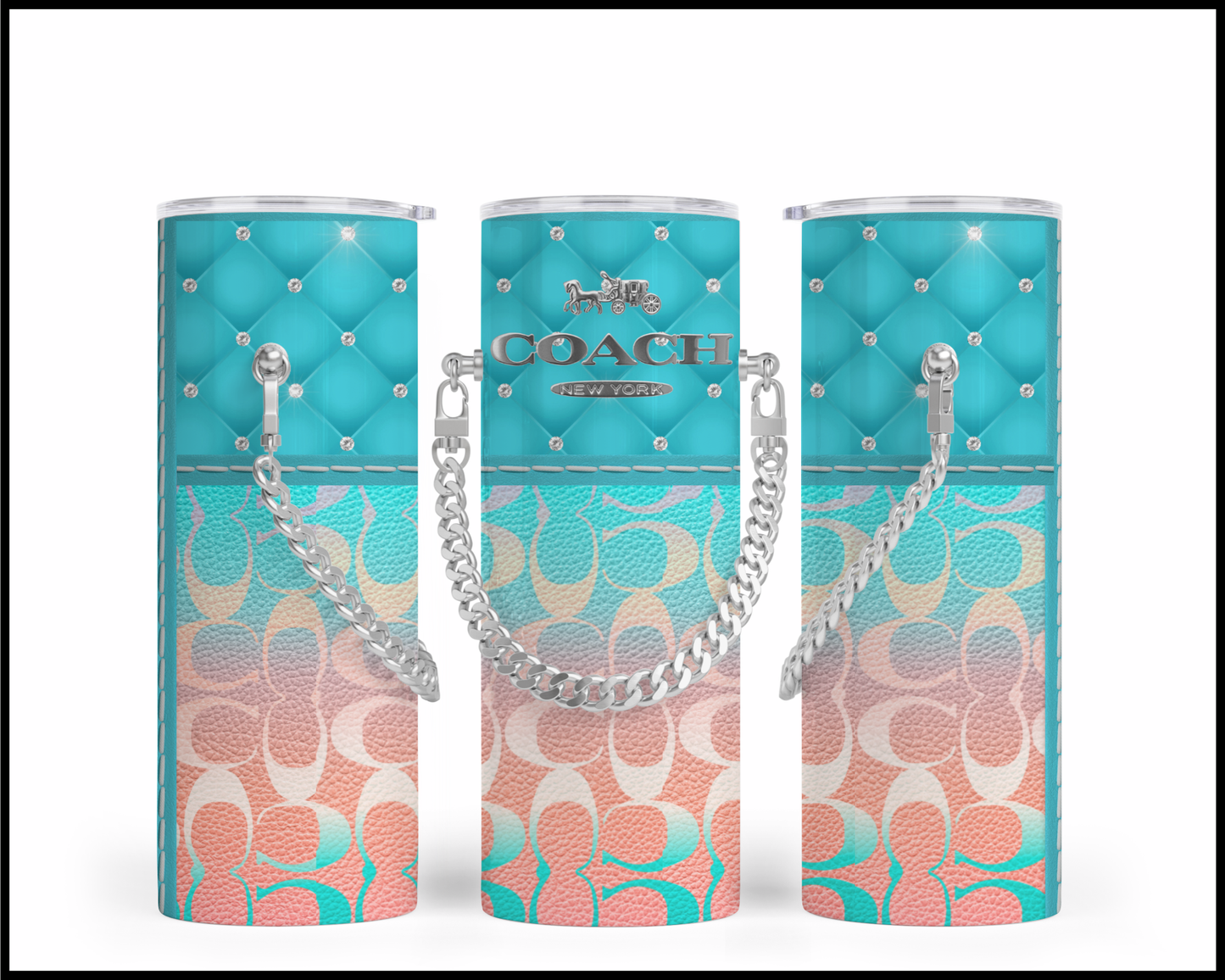 Designer Handbag Inspired Chain Tumbler (124)