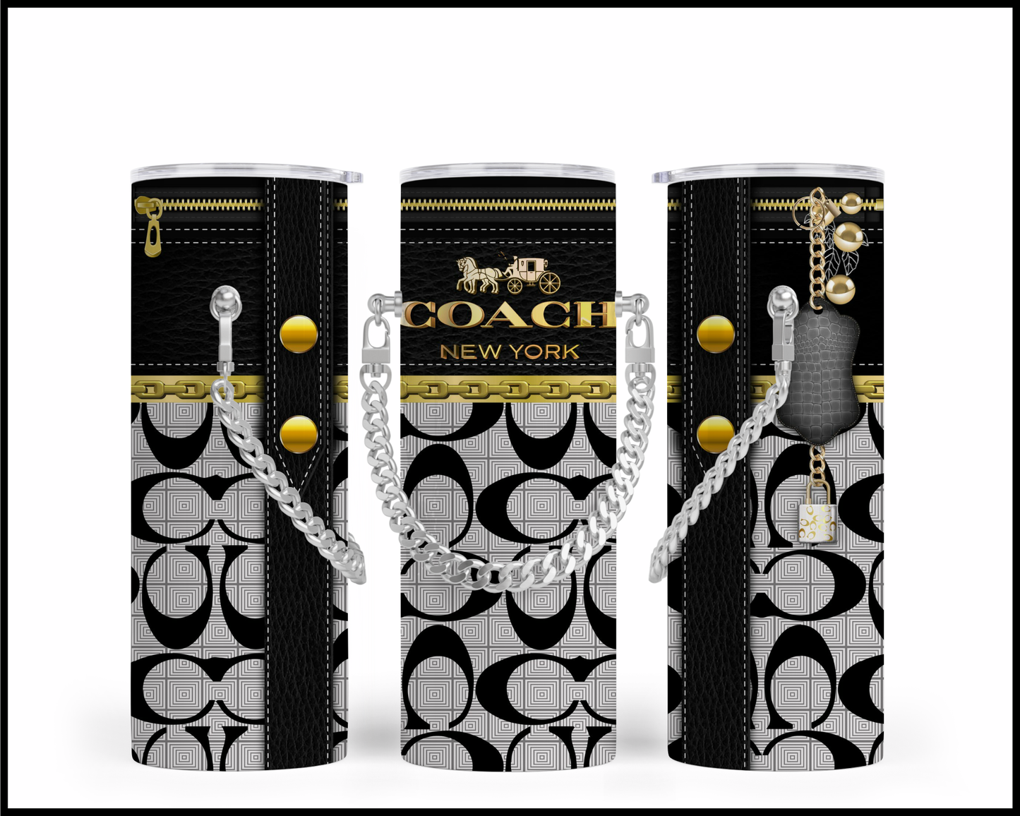 Designer Handbag Inspired Chain Tumbler (222)
