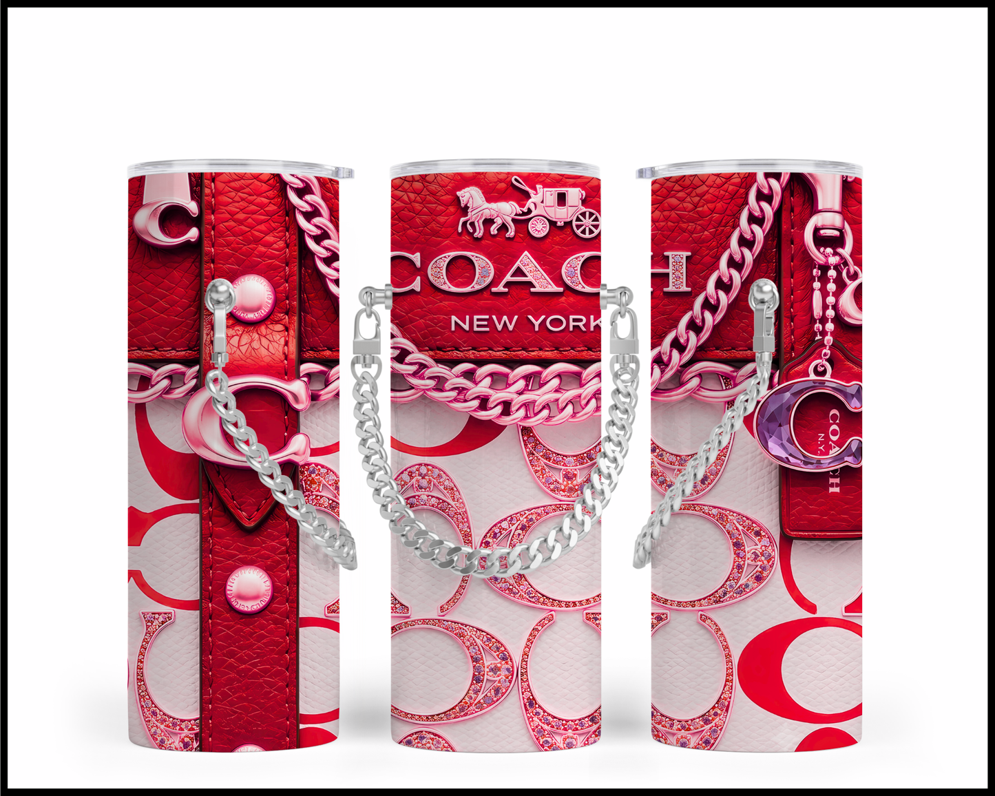 Designer Handbag Inspired Chain Tumbler (353)