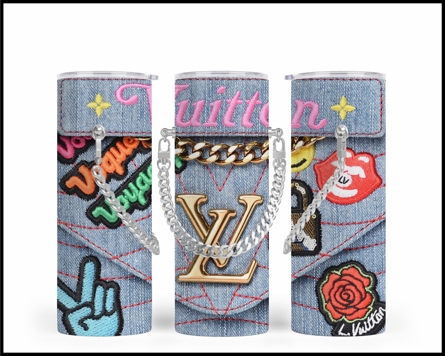 Designer Handbag Inspired Chain Tumbler (005)