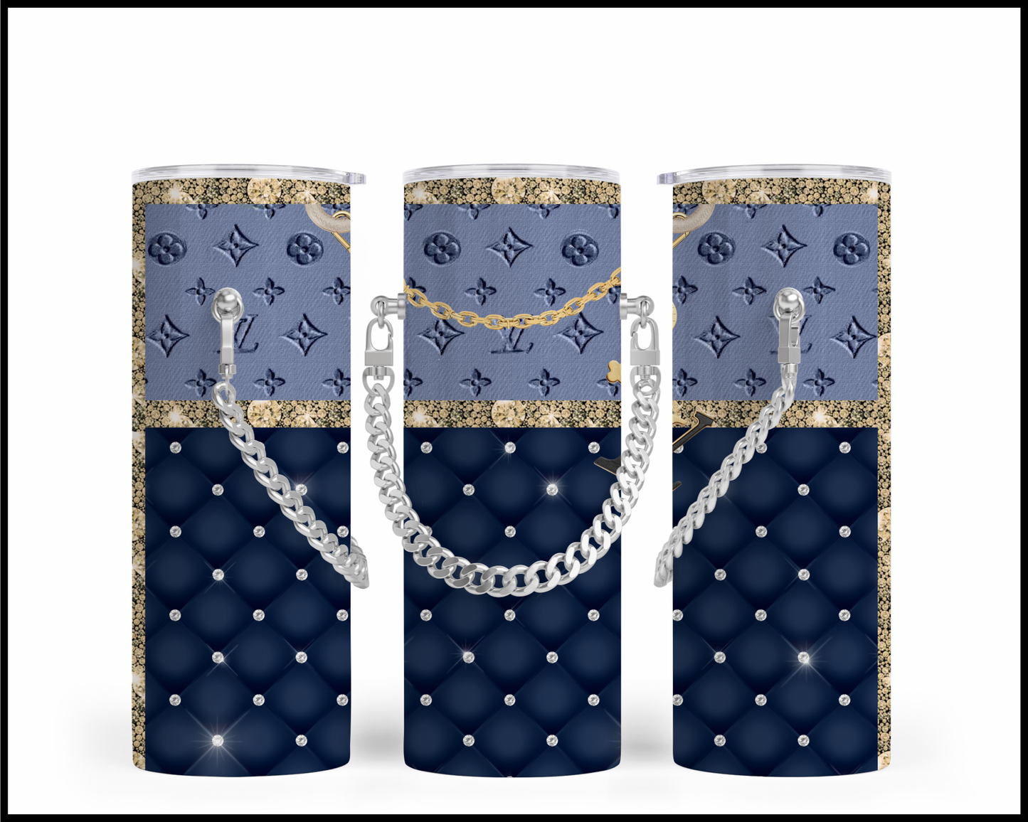 Designer Handbag Inspired Chain Tumbler (033)
