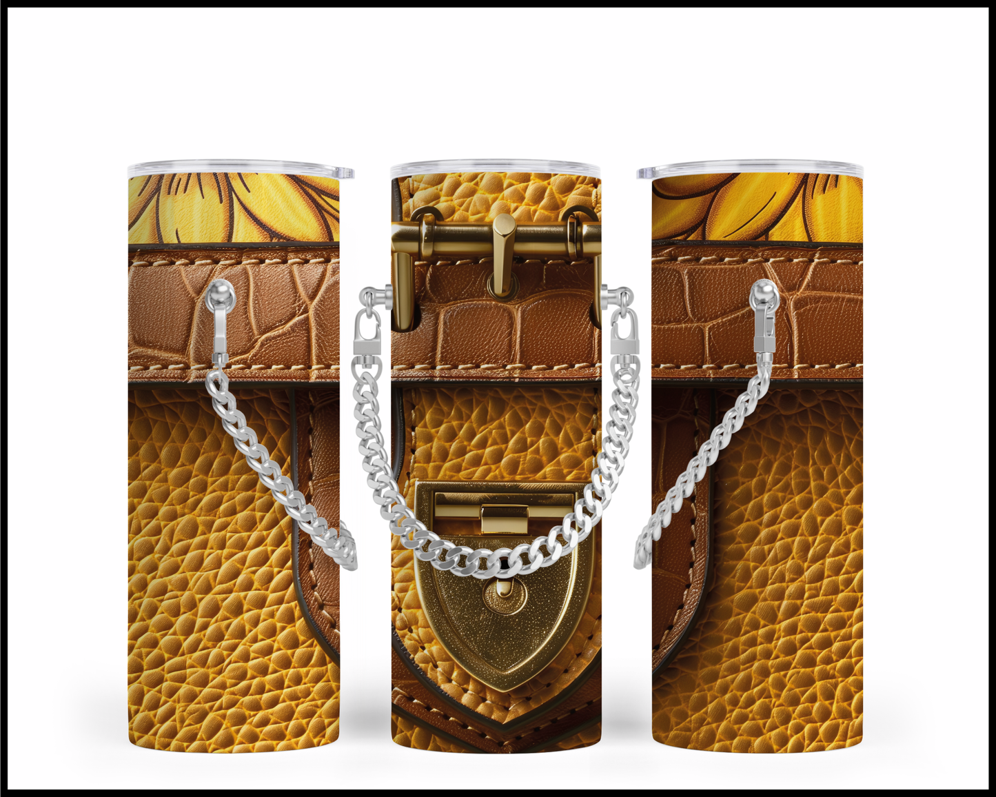 Designer Handbag Inspired Chain Tumbler (018)