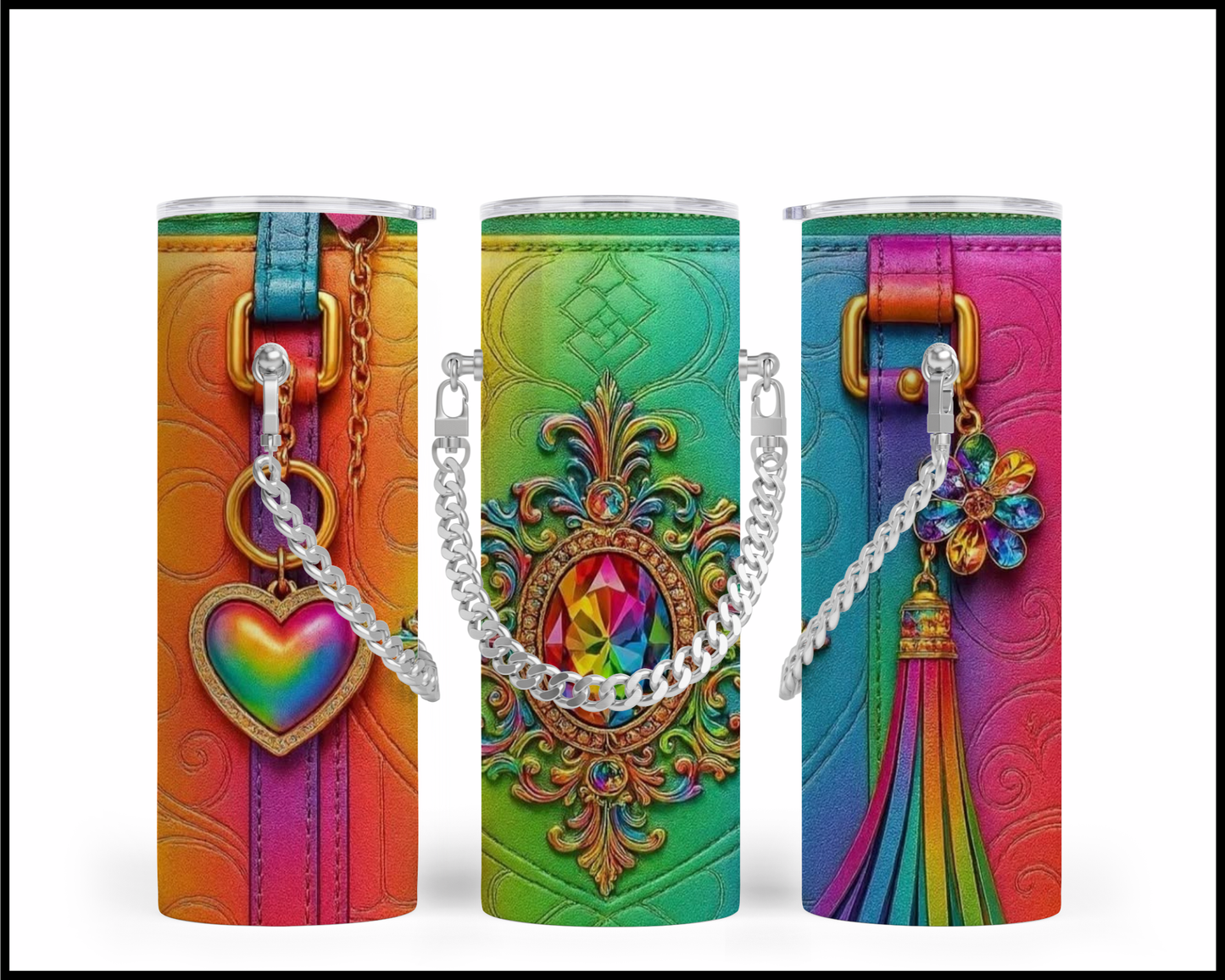 Designer Handbag Inspired Chain Tumbler (017)