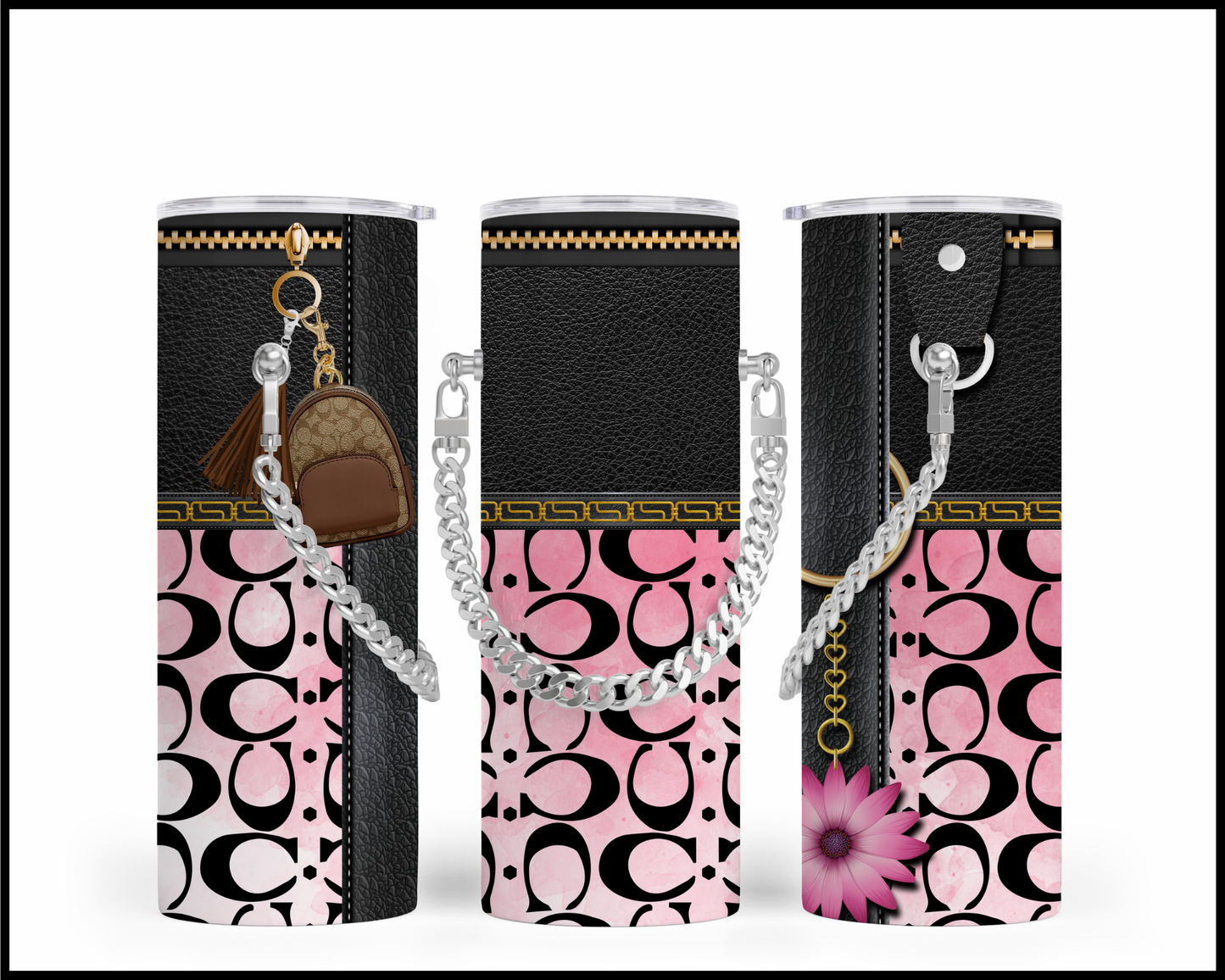 Designer Handbag Inspired Chain Tumbler (021)