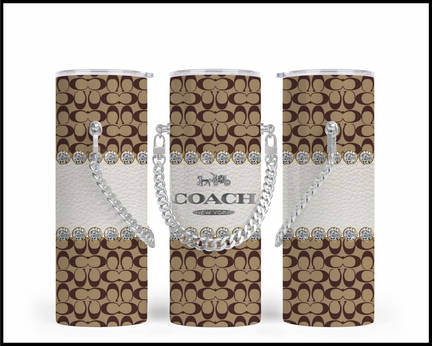Designer Handbag Inspired Chain Tumbler (108)