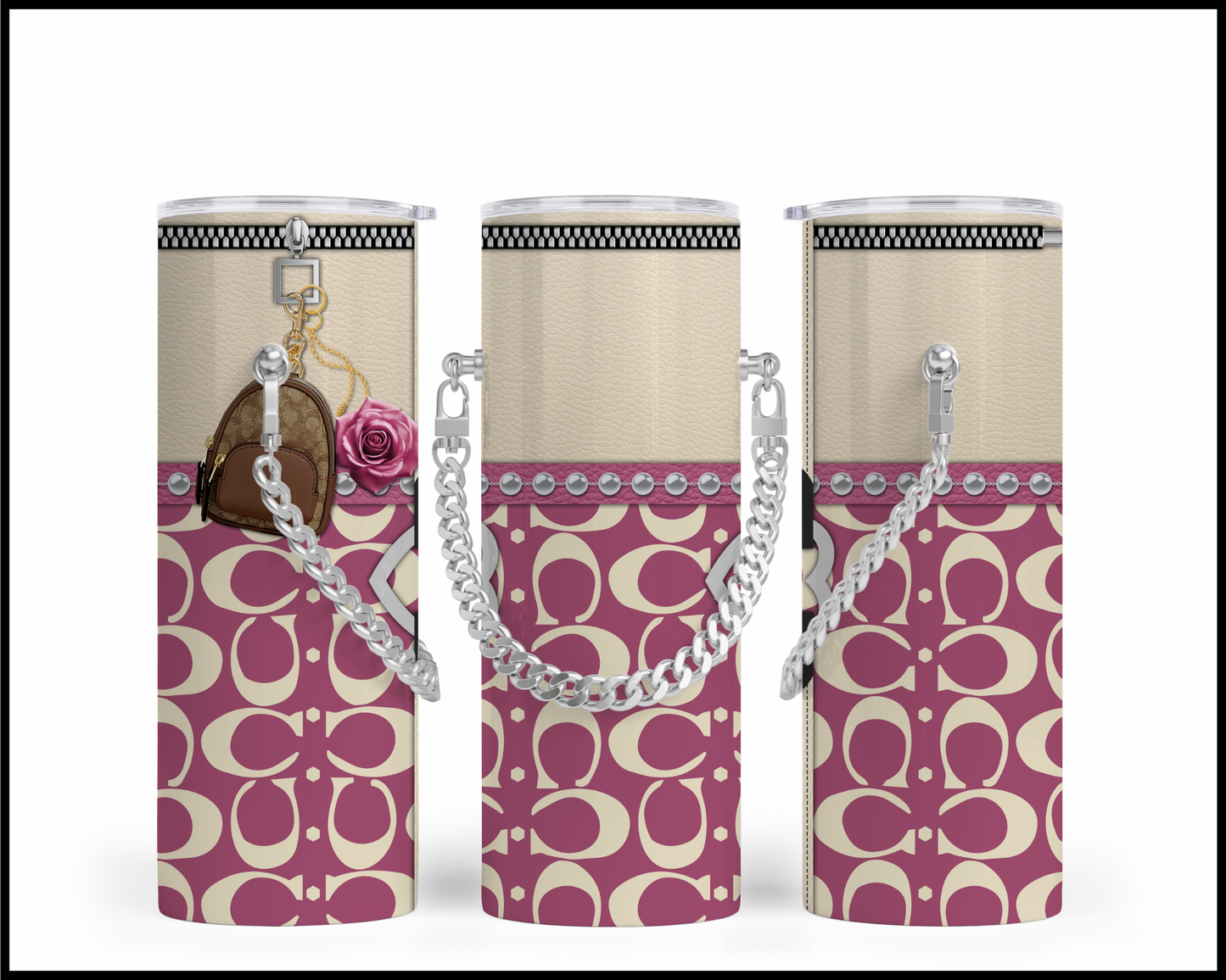 Designer Handbag Inspired Chain Tumbler (022)