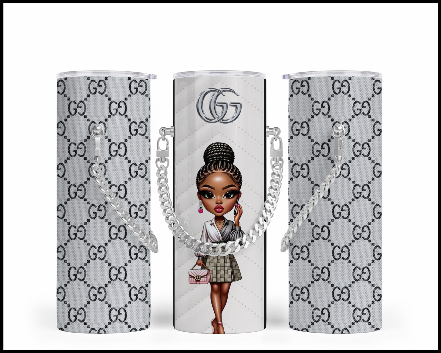 Designer Handbag Inspired Chain Tumbler (002)