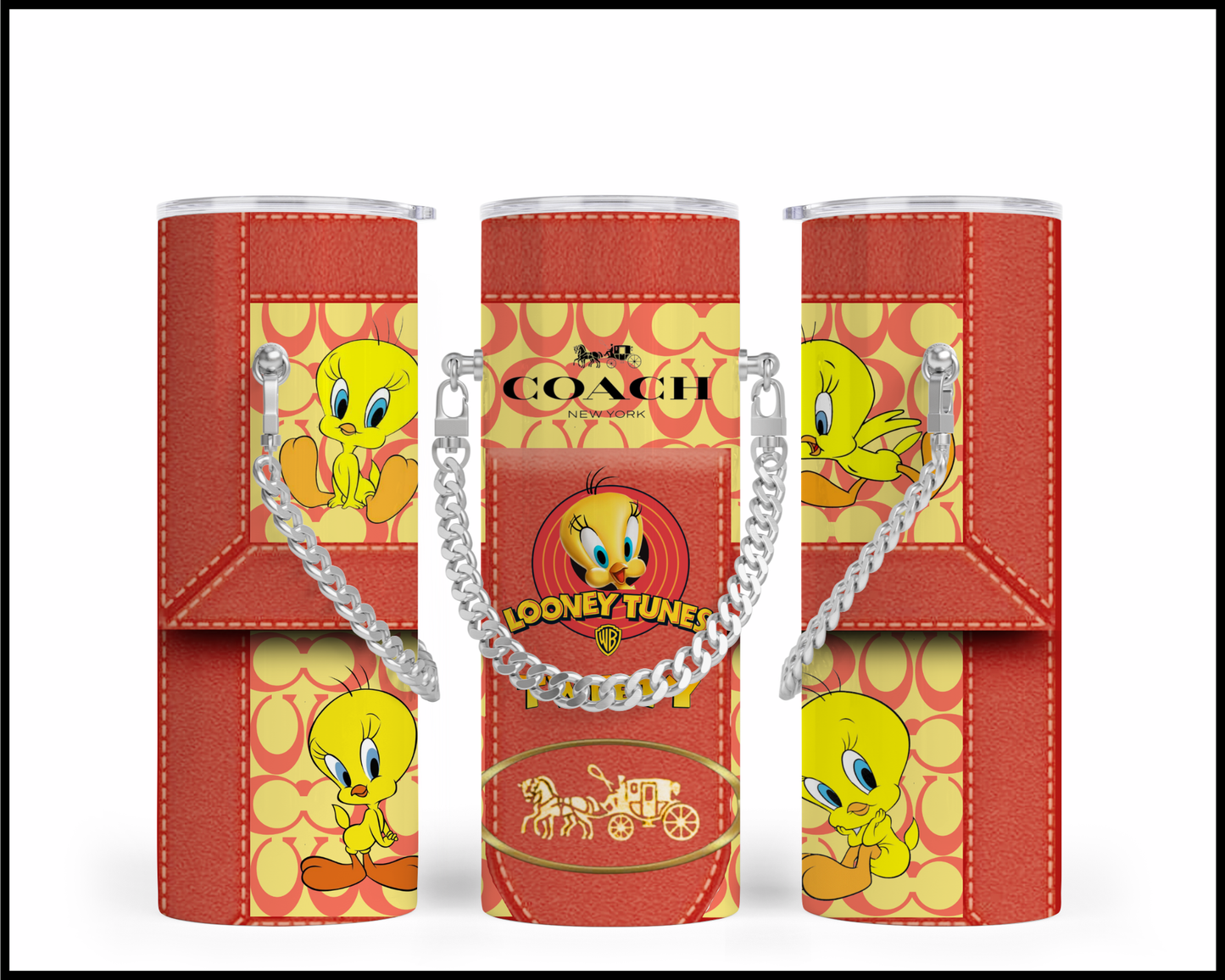 Designer Handbag Inspired Chain Tumbler (067)