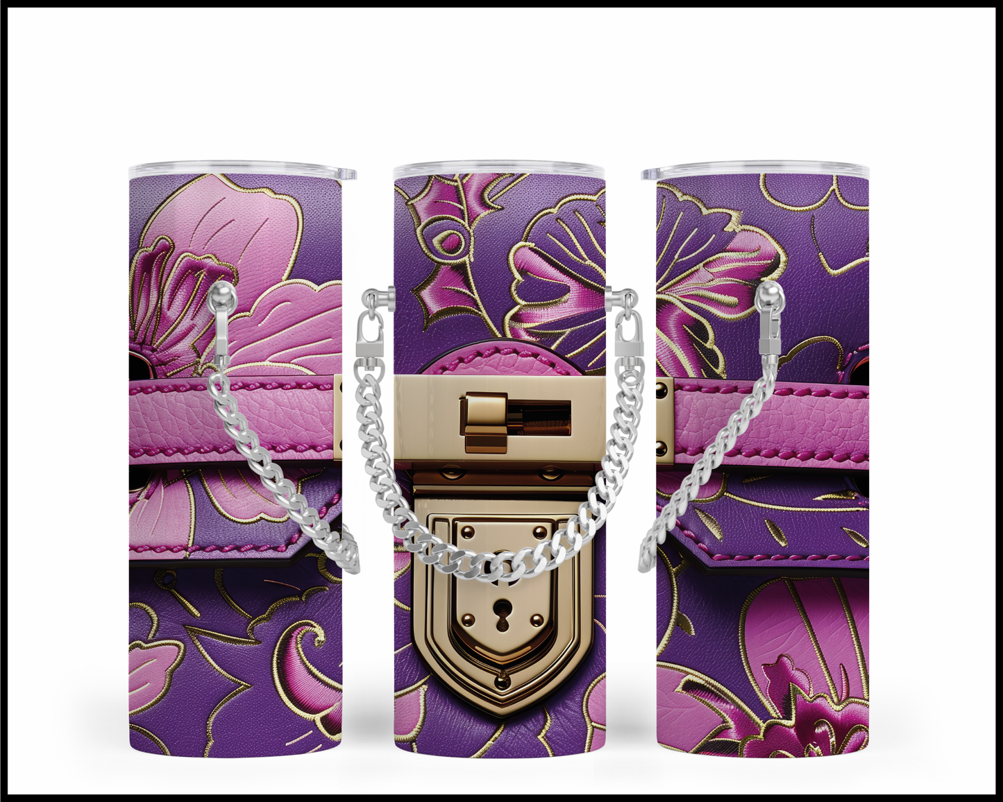 Designer Handbag Inspired Chain Tumbler (095)