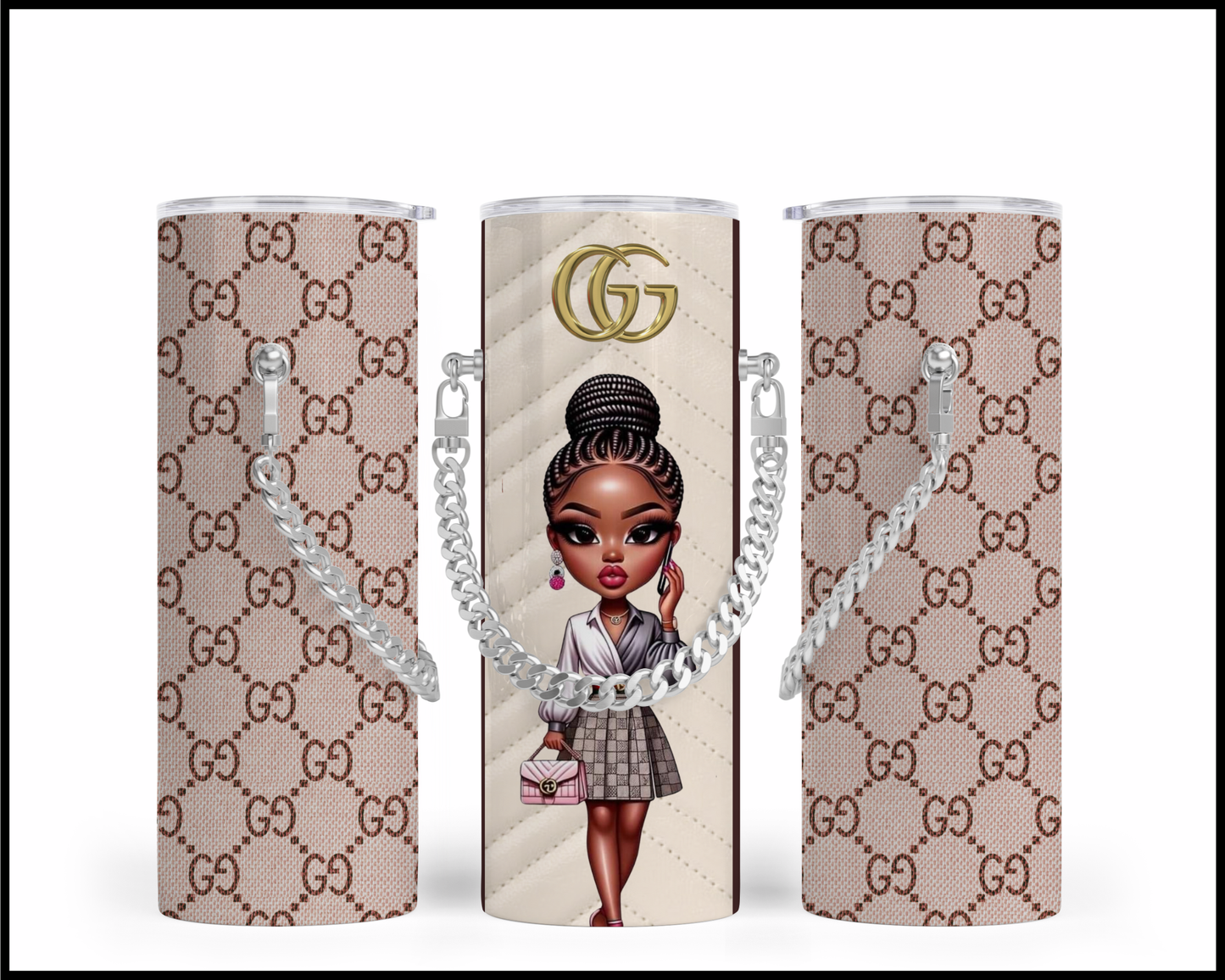 Designer Handbag Inspired Chain Tumbler (002)