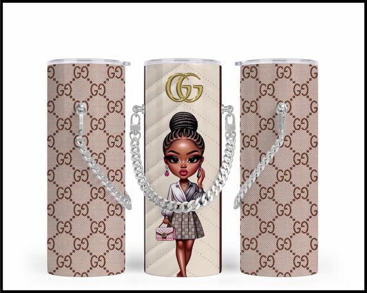 Designer Handbag Inspired Chain Tumbler (002)