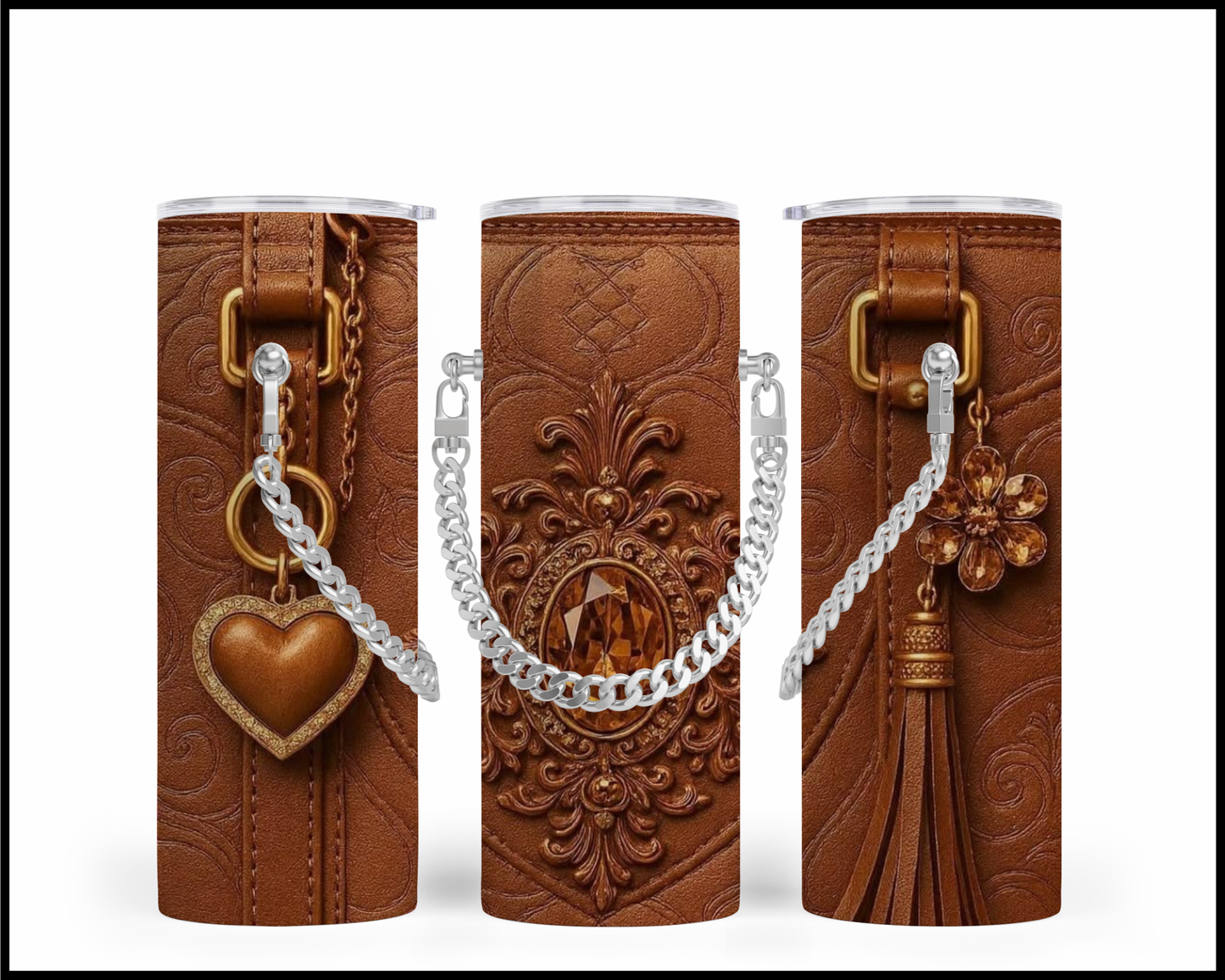 Designer Handbag Inspired Chain Tumbler (017)