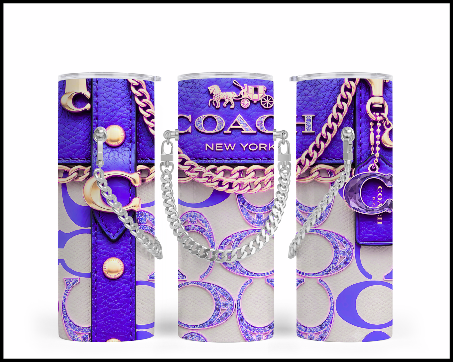 Designer Handbag Inspired Chain Tumbler (353)