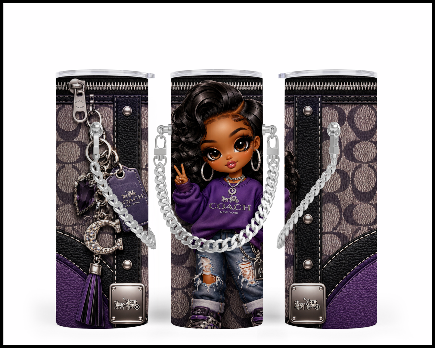 Designer Handbag Inspired Chain Tumbler (321)