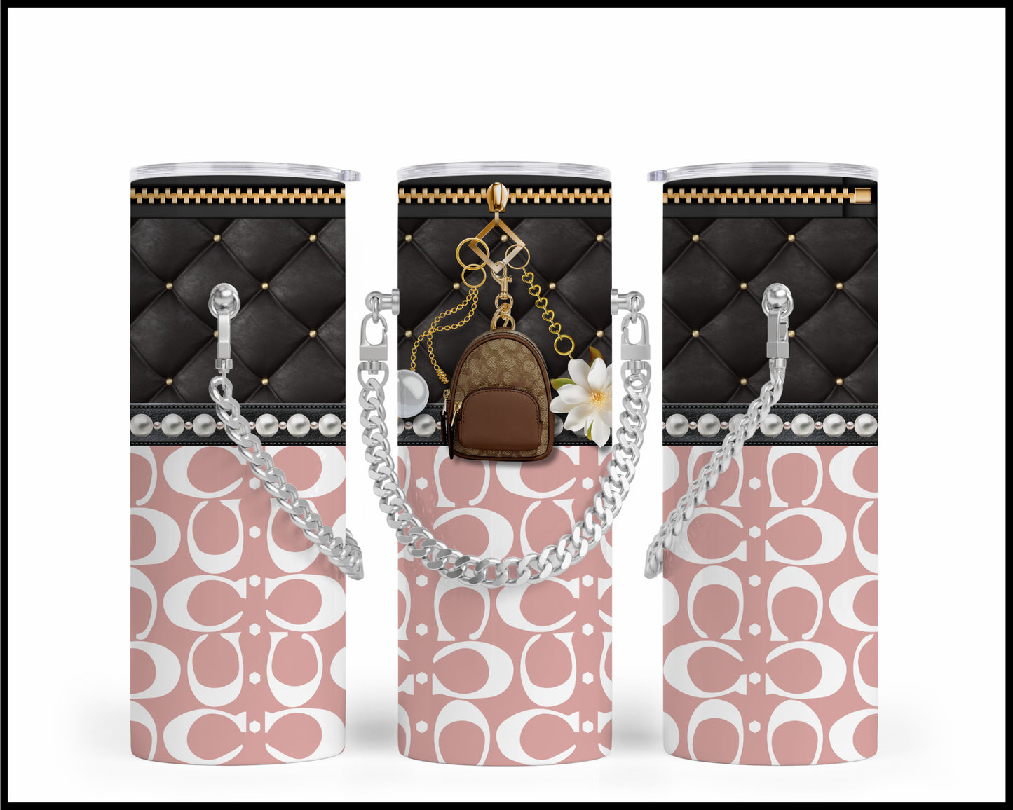 Designer Handbag Inspired Chain Tumbler (024)