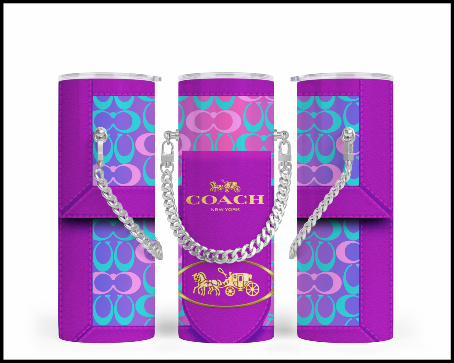 Designer Handbag Inspired Chain Tumbler (089)