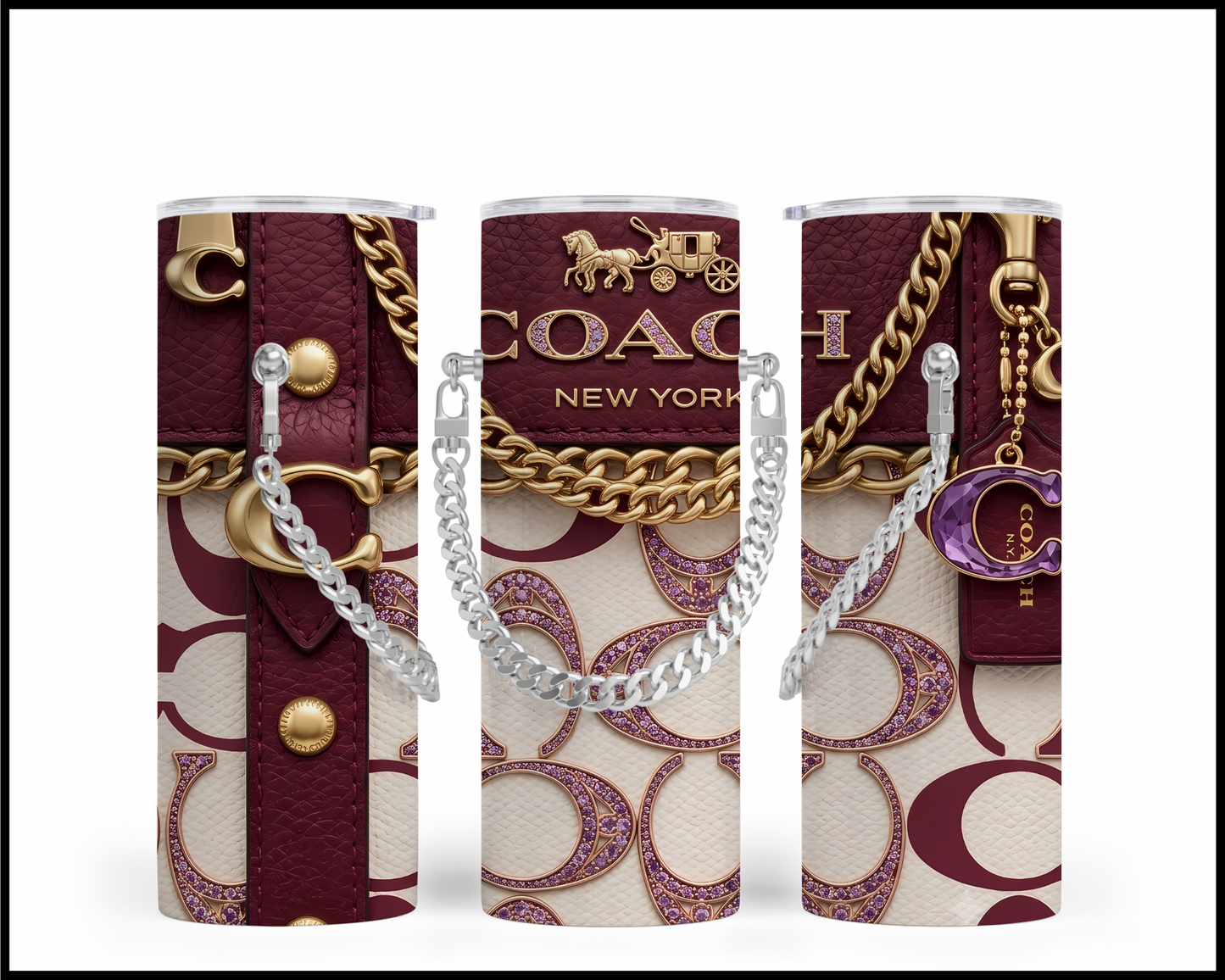 Designer Handbag Inspired Chain Tumbler (353)