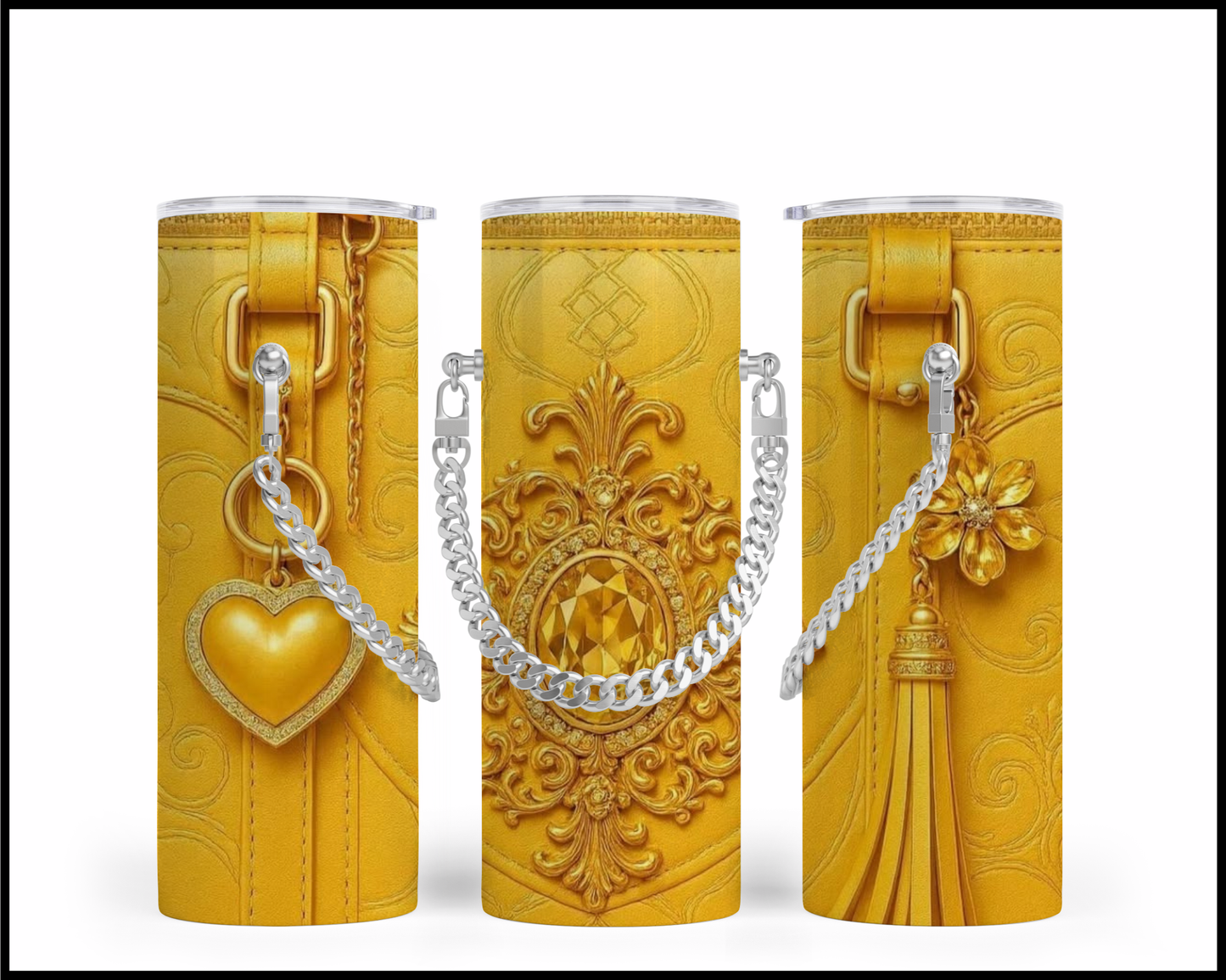 Designer Handbag Inspired Chain Tumbler (017)