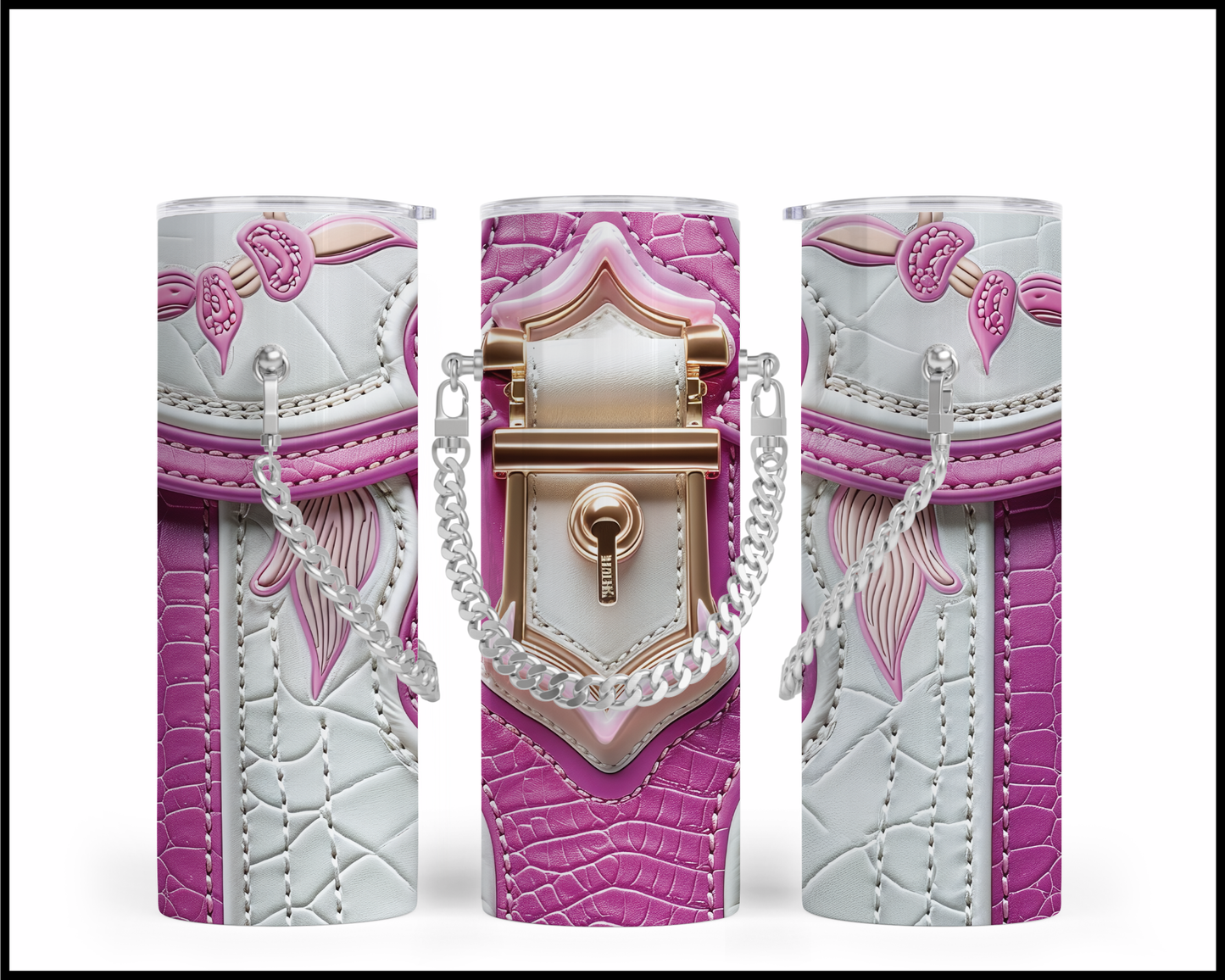 Designer Handbag Inspired Chain Tumbler (047)