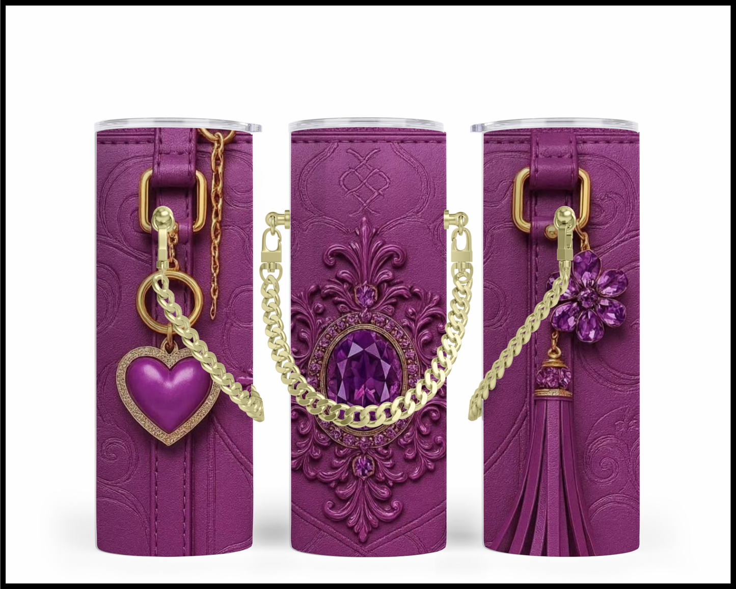 Designer Handbag Inspired Chain Tumbler (017)