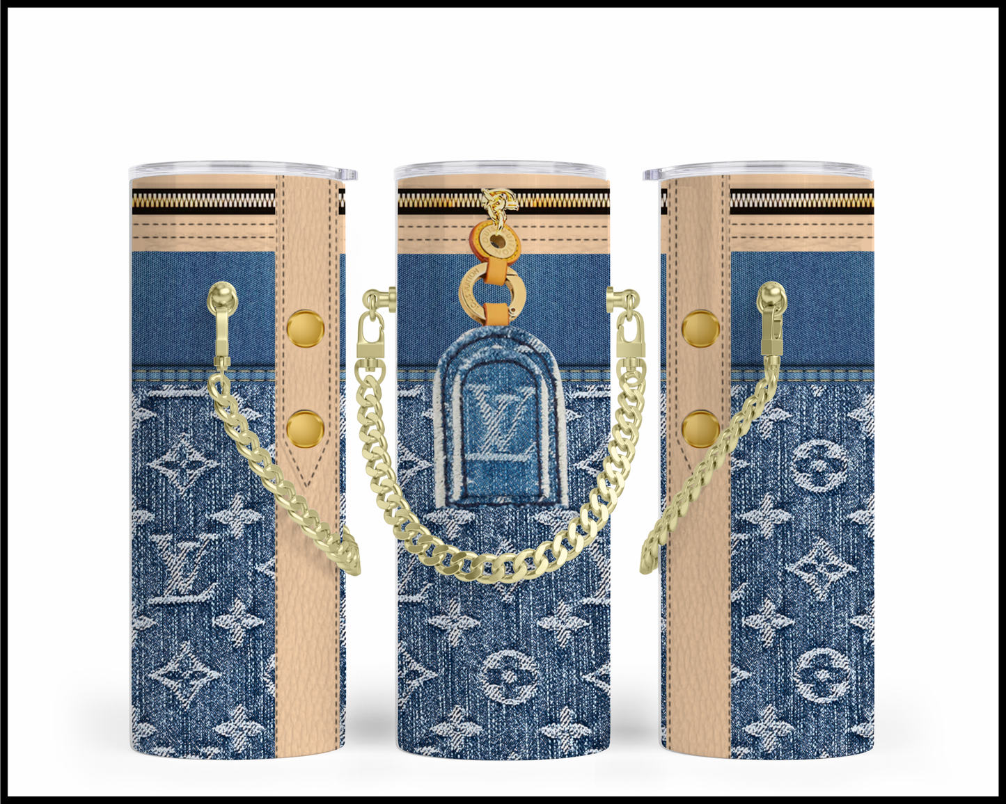 Designer Handbag Inspired Chain Tumbler (009)