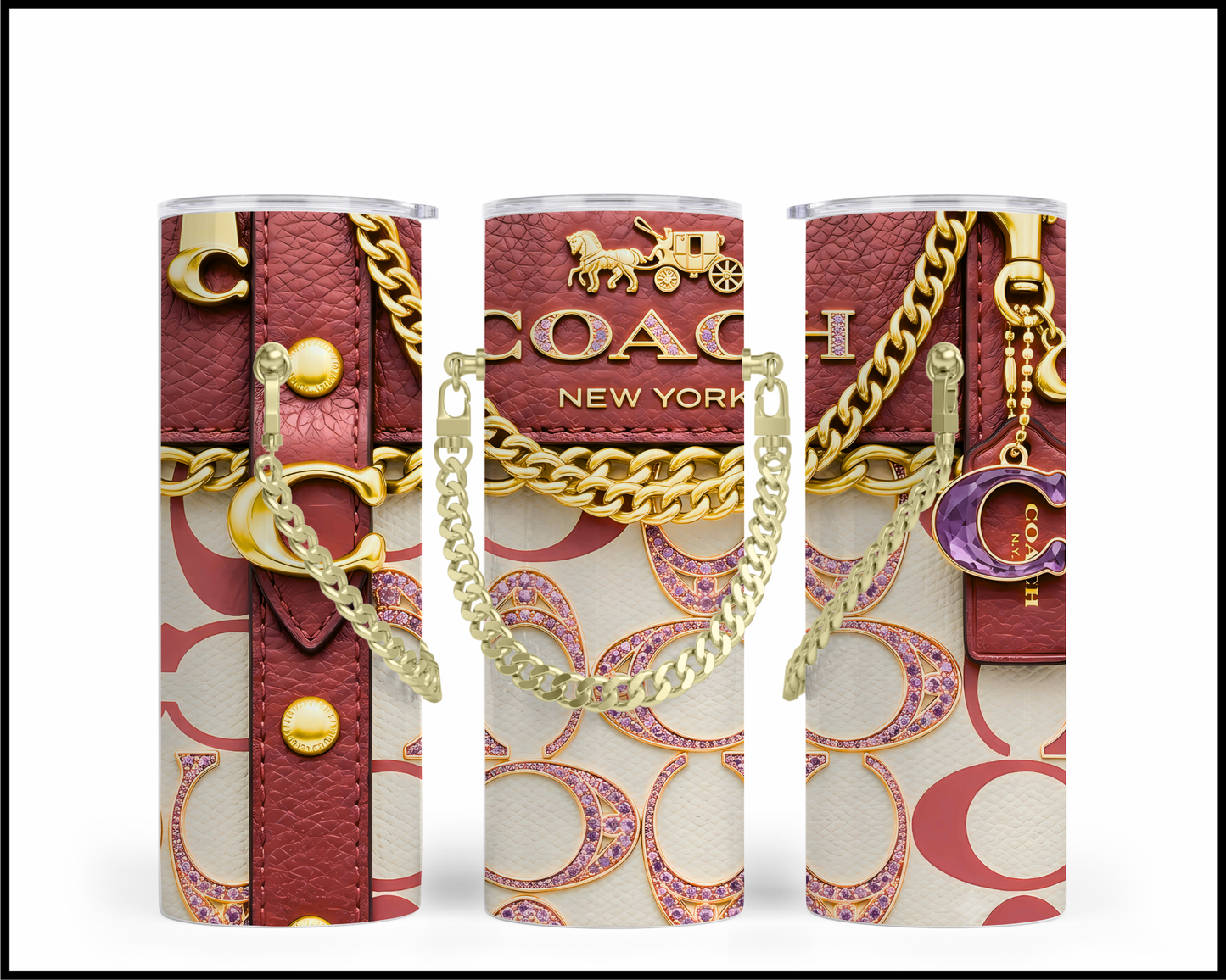 Designer Handbag Inspired Chain Tumbler (353)