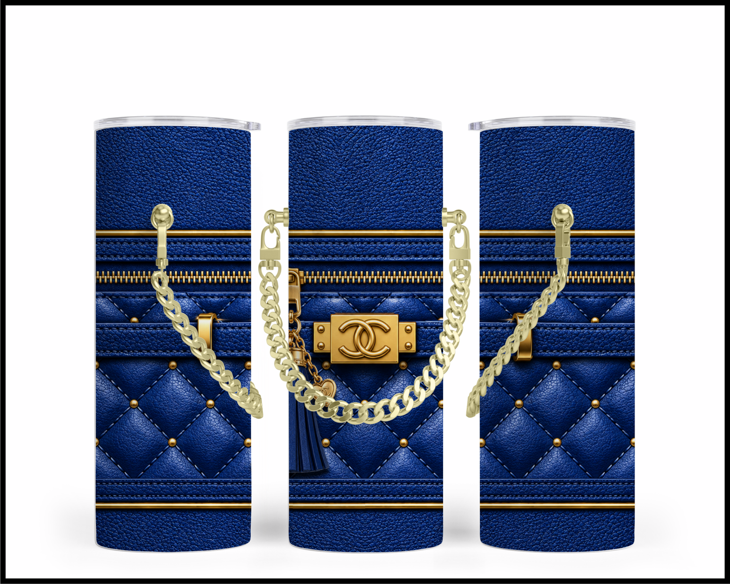 Designer Handbag Inspired Chain Tumbler (038)