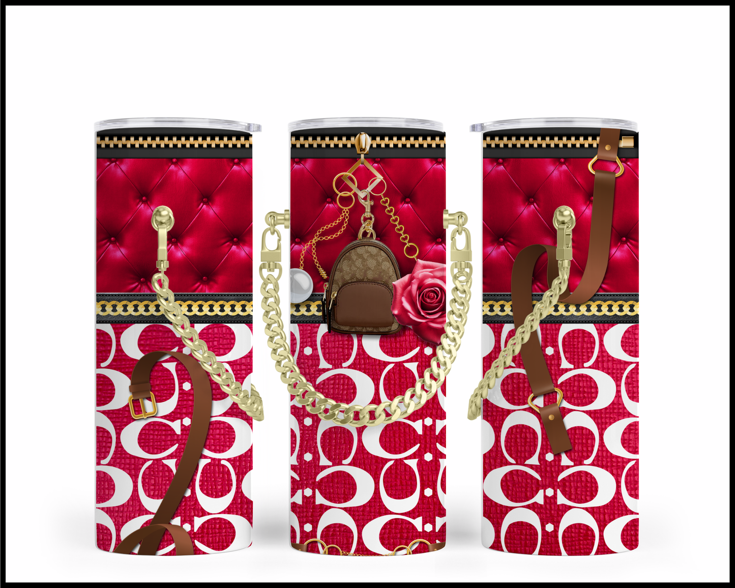 Designer Handbag Inspired Chain Tumbler (025)