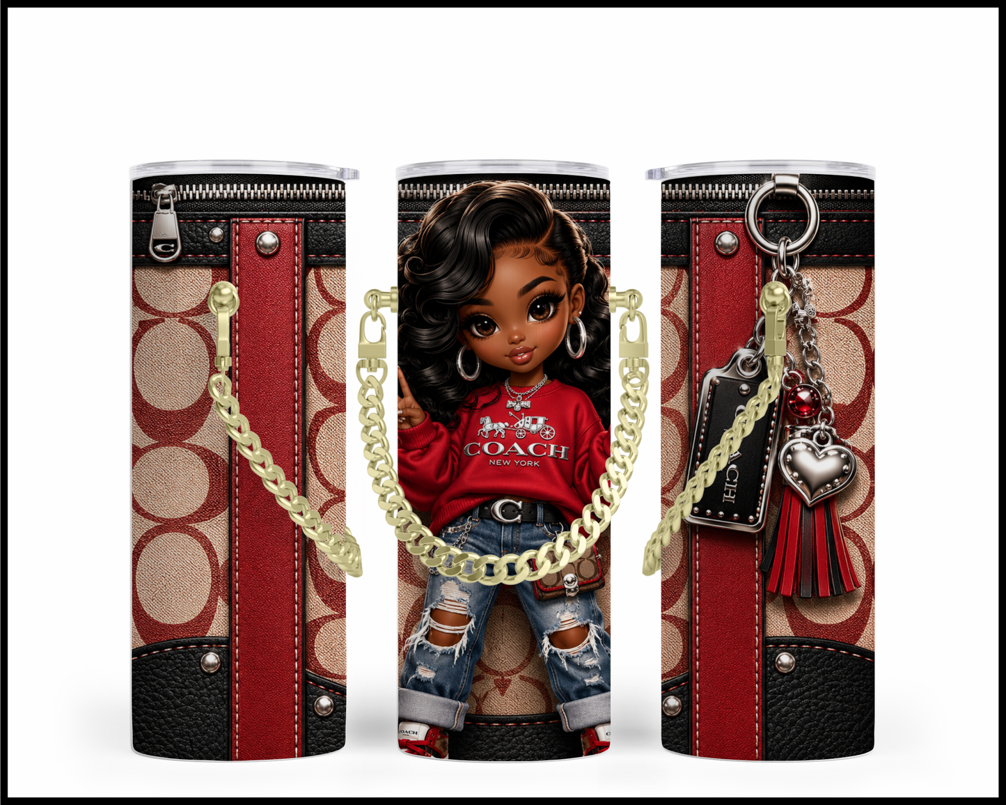 Designer Handbag Inspired Chain Tumbler (321)