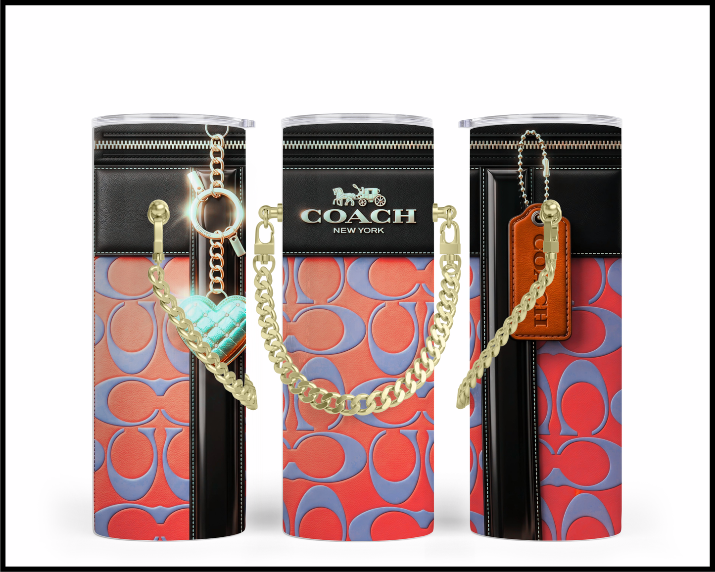 Designer Handbag Inspired Chain Tumbler (337)