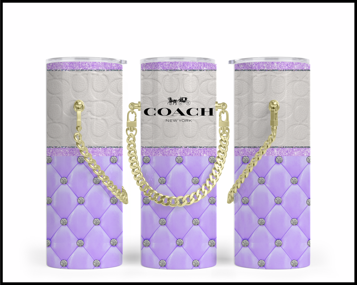 Designer Handbag Inspired Chain Tumbler (113)