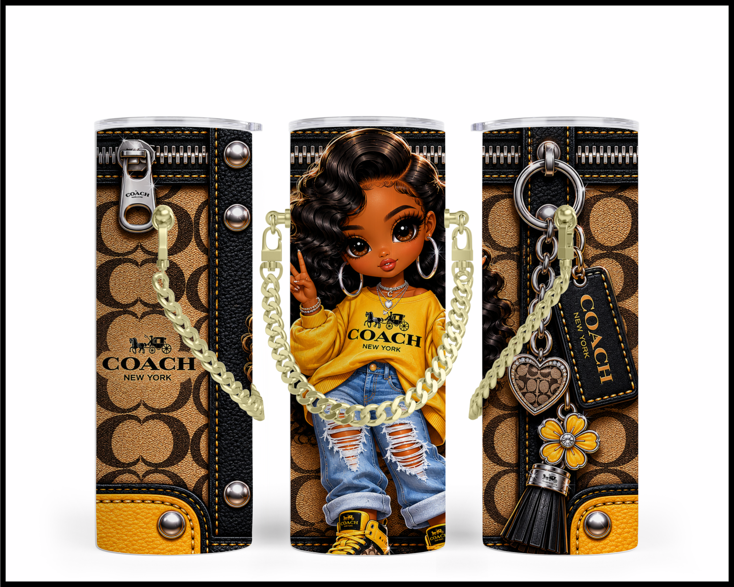 Designer Handbag Inspired Chain Tumbler (321)