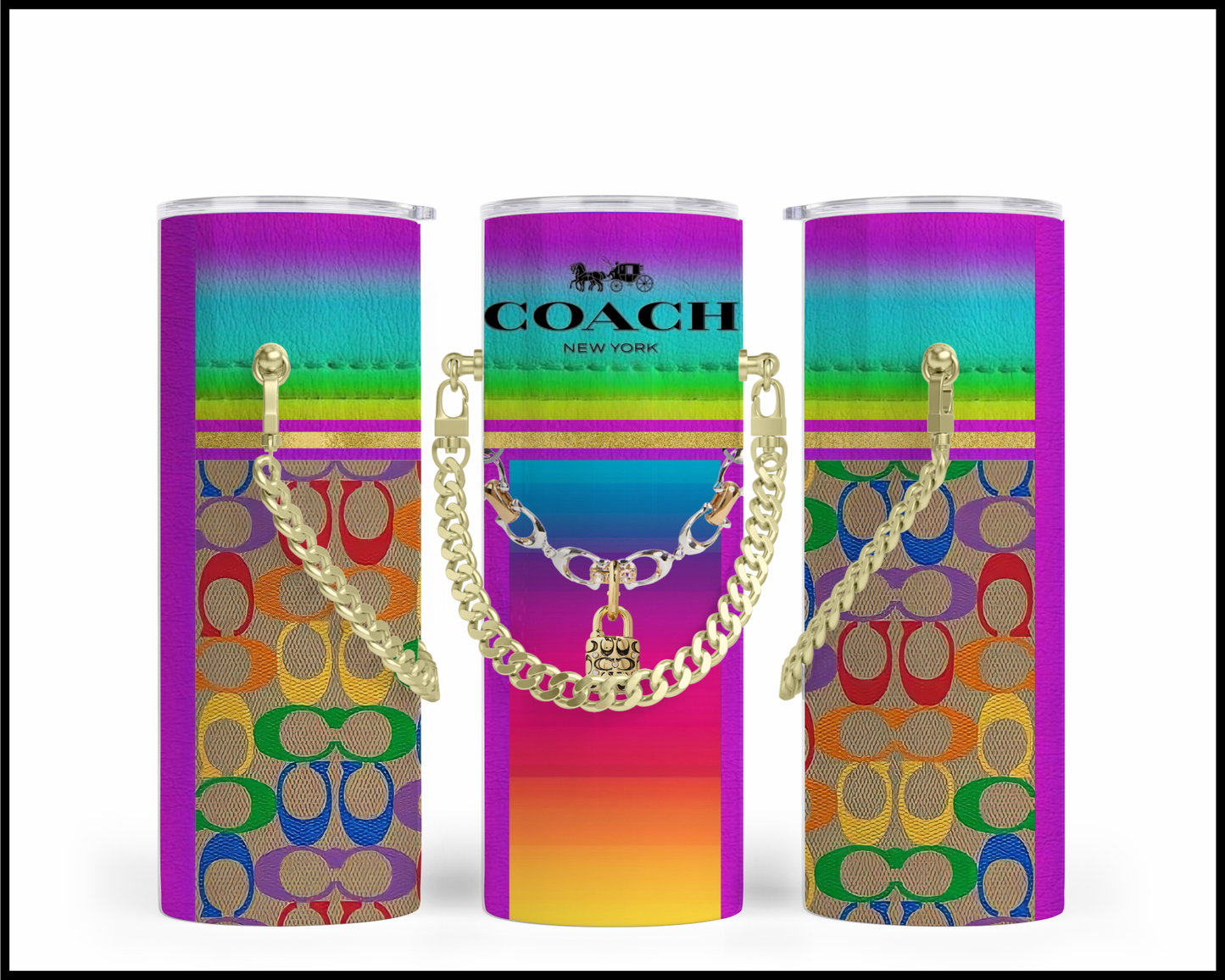 Designer Handbag Inspired Chain Tumbler (055)
