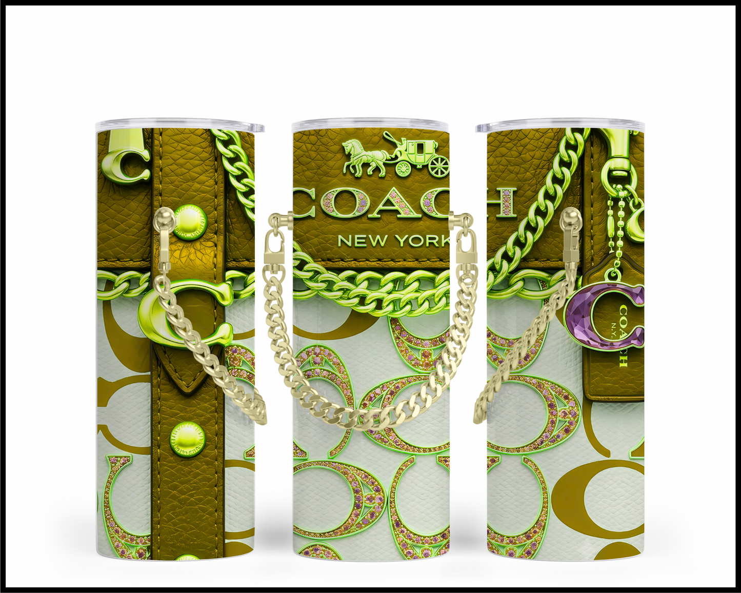 Designer Handbag Inspired Chain Tumbler (353)