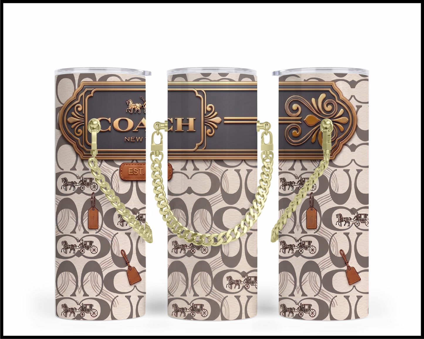 Designer Handbag Inspired Chain Tumbler (341)