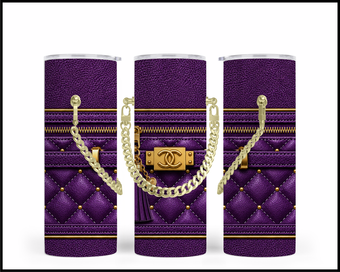 Designer Handbag Inspired Chain Tumbler (038)