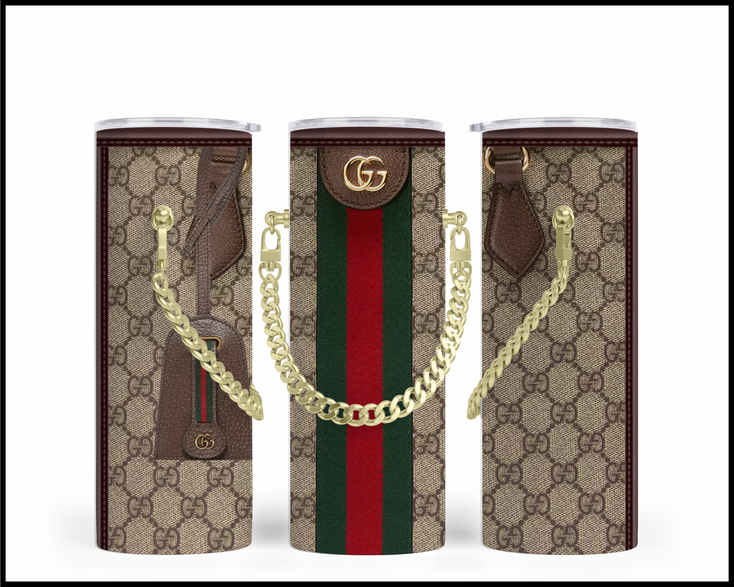 Designer Handbag Inspired Chain Tumbler (012)